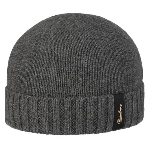 Borsalino cappello in cashmere, in tinta unita, berretto lavorato a maglia, berretto invernale da donna/uomo - made in italy con risvolto autunno inverno inverno, grigio scuro, taglia unica