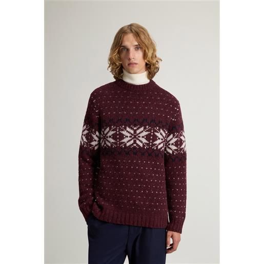 Woolrich uomo maglione con motivo fair isle in misto lana bordeaux taglia xs
