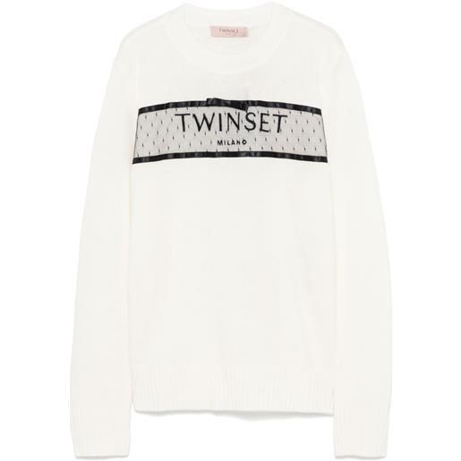 TWINSET maglione con ricamo - bianco