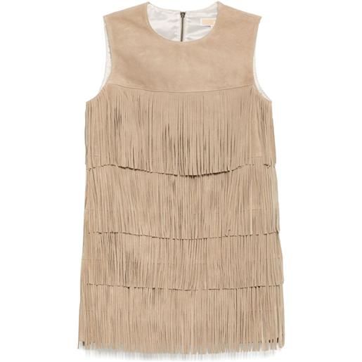 Michael Kors abito corto in pelle scamosciata - toni neutri