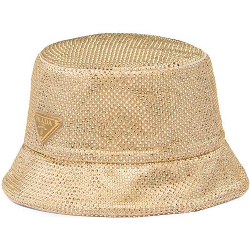Prada cappello bucket con cristalli - oro