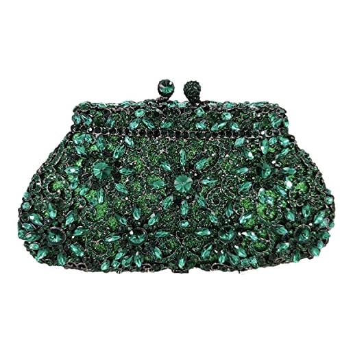 Boutique De FGG Carino gufo frizione donne cristallo sera borse formale cena strass borsa partito borsa, Nero e argento., Small