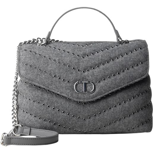TWINSET borsa in feltro trapuntato con borchie e tracolla a catena