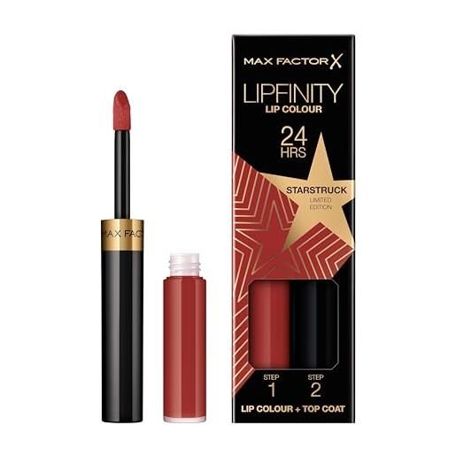 Max Factor, lipfinity lip colour tinta labbra matte lunga durata e gloss idratante, applicazione bifase, edizione limitata, 90 starstruck