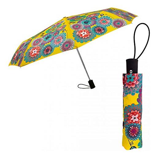 Pylones ombrello pieghevole dahlia - parapli multicolore con fiore, 97 cm, multicolore, fermé: 29 x 4 cm , ouvert: 97 cm de diamètre, romantico oro femminile