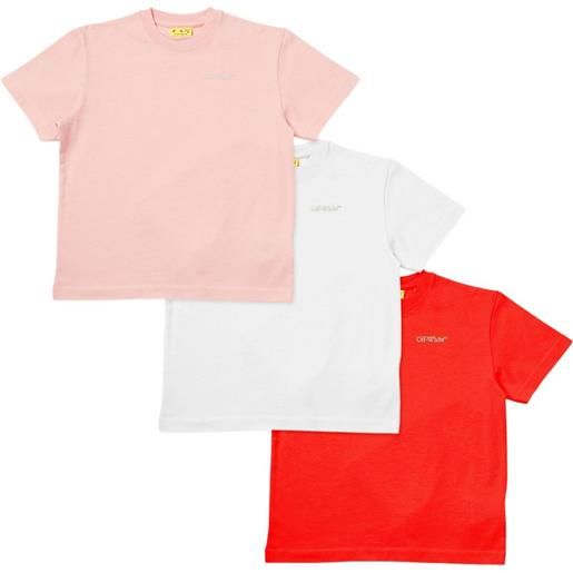 Off-White Kids set di 3 t-shirt con ricamo - rosa