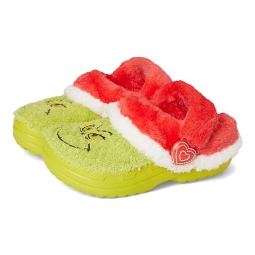 Crocs the grinch classic lined clog t, zoccoli unisex - bambini e ragazzi, multicolore, 27/28 eu