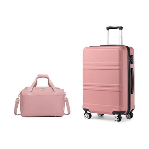 KONO set di 2 valigia bagaglio a mano rigida e leggera abs trolley 55cm con 4 ruote rotanti e lucchetto tsa & borsa da viaggio 40x20x25 ryanair, nude