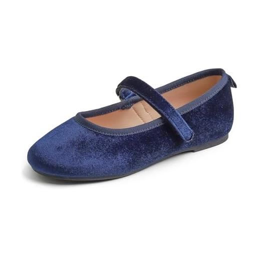 Feversole girls cute dress, ragazze mary jane strap scarpe basse ballerine da principessa scarpe da scuola piatte giallo velvet 33 eu