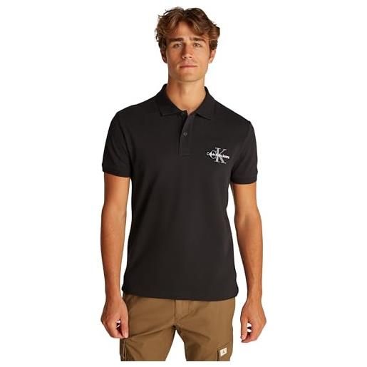 Calvin Klein uomo maglietta polo maniche corte monologo regular fit, nero (ck black), m