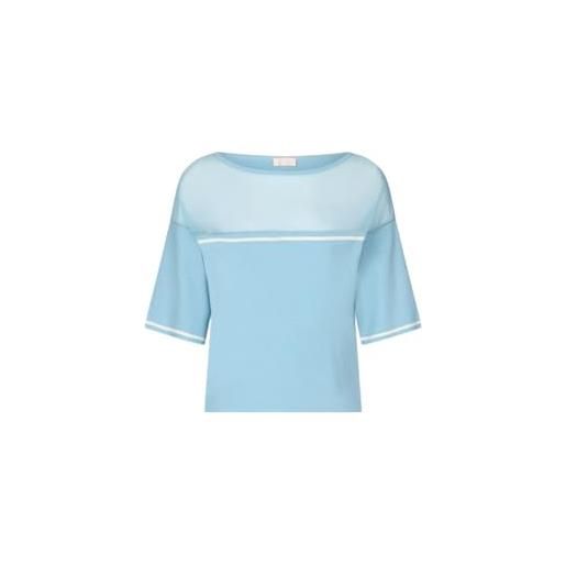 Liu Jo t-shirt in maglia sopra trasparente ta5098 (it, testo, l, regular, regular, crystal blue/white)