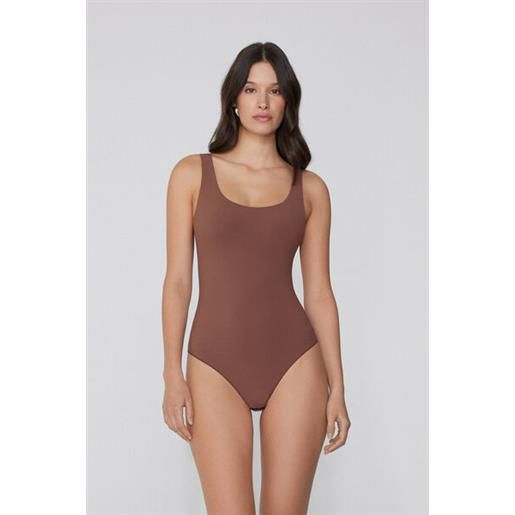 Tezenis body spalla larga natural lifting 2 in 1 donna marrone