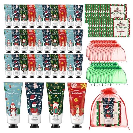 Queekay crema mani natale set creme natalizie mini lozione mani per pelli secche e screpolate regalo per donna regalini per calza della befana calendario avvento dipendenti colleghi amici(12)