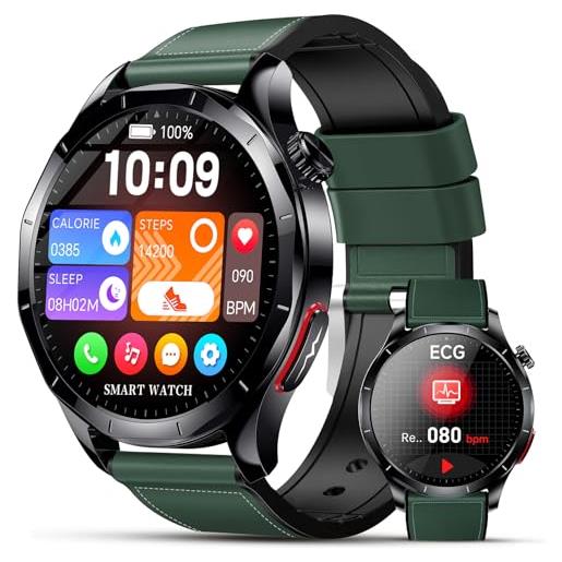 Lgnitek smartwatch uomo con ecg/hrv/𝐆li𝐜𝐞𝐦𝐢𝐚/pressione sanguigna/bmi/lipidi/acido urico, 1,43 amoled orologio salute con 24h frequenza cardiaca/spo2/sonno, contapassi ip68, ios android