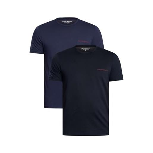Emporio Armani pure cotton 2-pack t-shirt, blu, m uomo