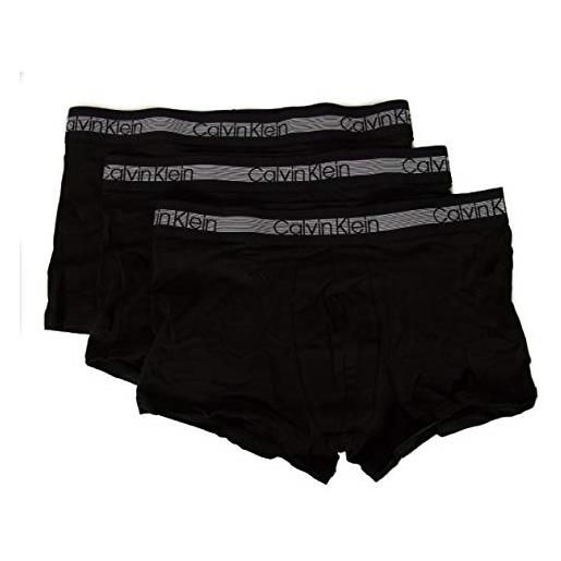 Calvin Klein boxer uomo 3 pack trunk 3 pk elasticizzati, nero (black), m