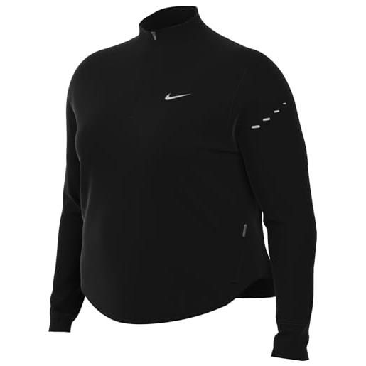 Nike top da running con zip a 1/4 dri-fit uv swift (plus size) - donna, black/reflective silv, hq0501-010, 1x