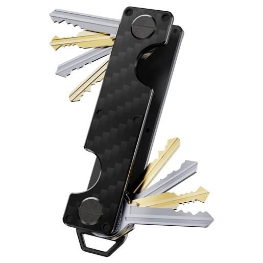 Keymarx portachiavi compatto portachiavi minimalista in metallo portachiavi per portachiavi per 8-10 chiavi edc, fibra di carbonio. , slim