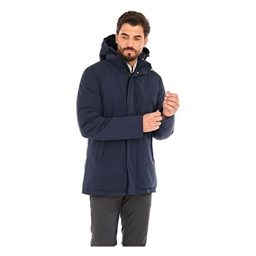 Ciabalù parka uomo invernale in tessuto tecnico con cappuccio giaccone elegante lungo (3xl, nero)