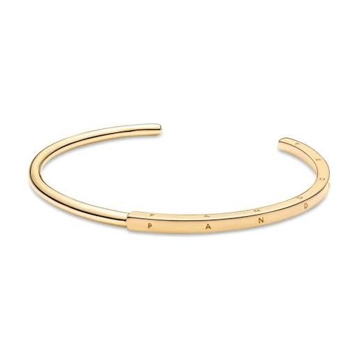 PANDORA signature bracciale aperto i-d placcato in oro 14k, 1