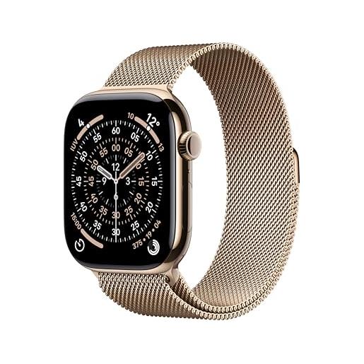 Apple watch series 11 gps + cellular, cassa 46 mm in titanio color oro con loop in maglia milanese color oro - s/m