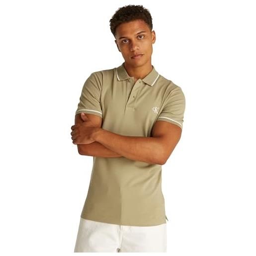 Calvin Klein polo da golf campus 2024 con colletto a costine e 3 bottoni, baby pink sport, 5xl