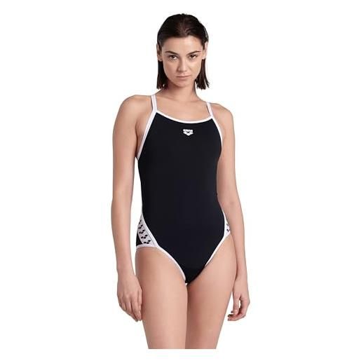 ARENA costume intero donna piscina icons superfly black solid costumi nuoto nero bianco (40)