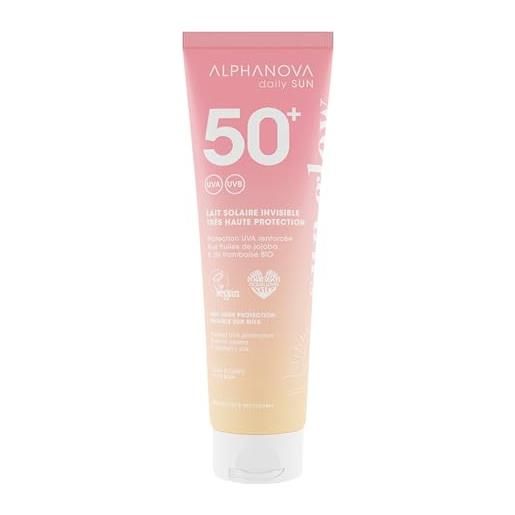 Alphanova daily sun latte solare spf 50+, invisibile viso e corpo, protezione uv rinforzata, 150 ml, senza tracce bianche