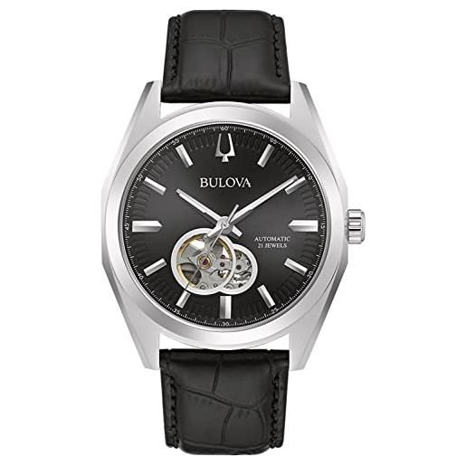 Bulova orologio analogico automatico uomo con cinturino in pelle 96a273