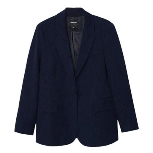 Desigual donna woven blazer, blu, m