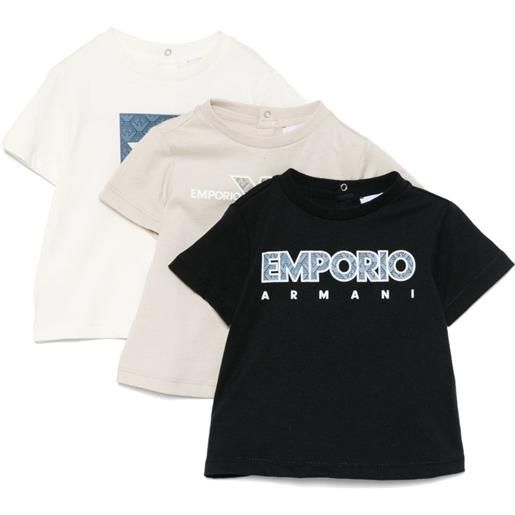 Emporio Armani Kids set di 3 t-shirt con logo - bianco