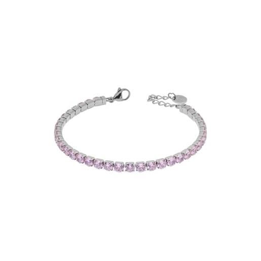 Generic bracciale tennis donna liujo lj2424 in acciaio 316l silver con zirconi rosa
