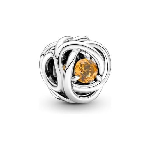 PANDORA ciondolo moments con eternity circle in argento sterling con cristallo color miele