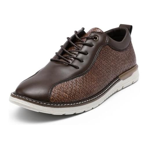 YFFUSHI scarpe uomo stringate classiche oxford casual per ufficio ed elegante vestizione cittadina, marrone, 45