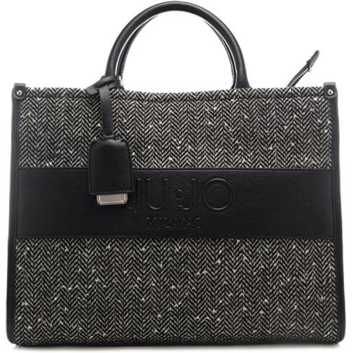 Liu Jo borsa a mano da donna in viscosa chevron e pelle nera