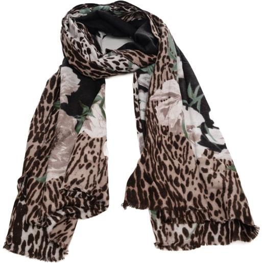 Liu Jo sciarpa foulard da donna con dettagli animalier e floreali nera