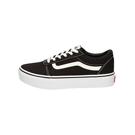 Vans ward platform, scarpe da ginnastica, bambine e ragazze, (canvas) black/white, 31 eu