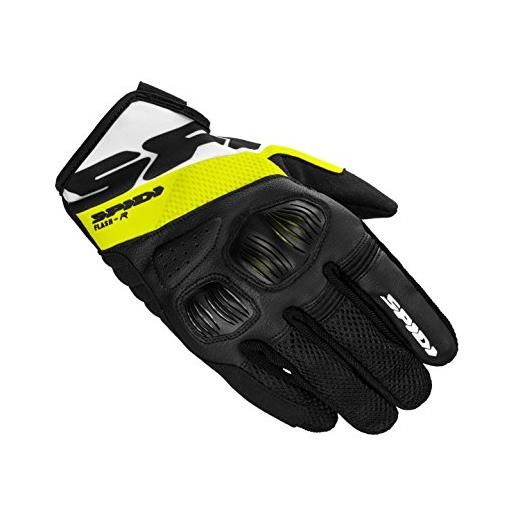 SPIDI, flash-r evo, guanti moto per uomo, protettivi e resistenti, guanti moto estivi impermeabili e antiscivolo, con touchscreen capacitivo, peso medio 0, 1 kg, colore nero e giallo fluo, taglia xl
