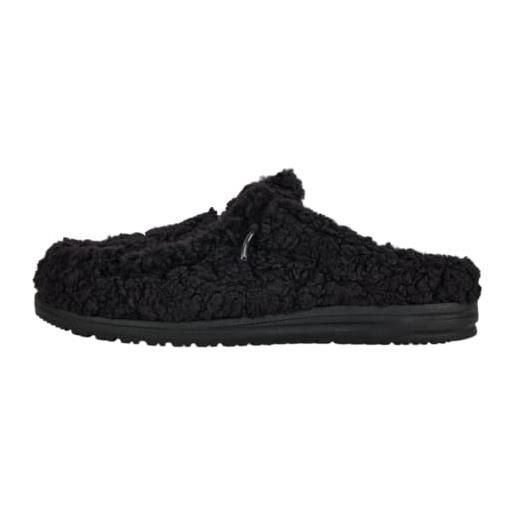 HEYDUDE pantofole da donna wendy cozy | scarpe slip-on leggere da donna | calzature comode e casual per tutti i giorni, nero/nero, 36 eu