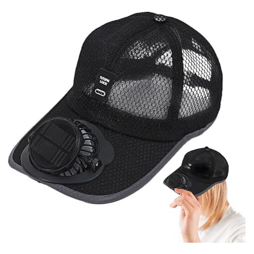 Generic holida - cappellini da baseball con ventola di raffreddamento alimentata a batteria, con ricarica usb, per golf, spiaggia, spiaggia, cappelli da sole con ricarica usb, per donne e uomini, colore: nero