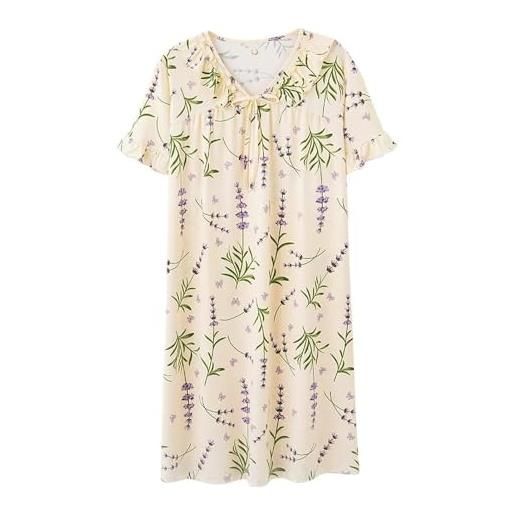 SWEPER camicia da notte donna - camicia da notte estiva m-5xl in cotone da donna indumenti da notte per ragazze regalo camicia da notte a maniche corte girocollo, stile b, 4xl