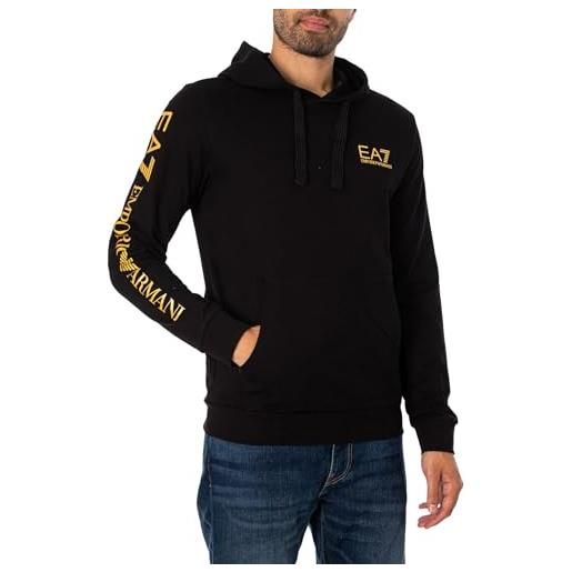 Emporio Armani ea7 uomo felpa con cappuccio con logo, nero, xs