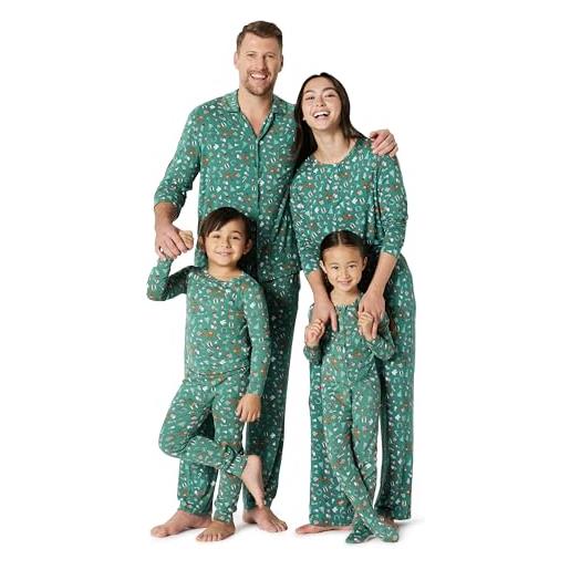 Amazon Essentials x sofia grainge completi coordinati di pigiami natalizi per la famiglia donna, verde salvia scuro holiday, s