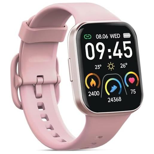 Hosgubo smartwatch donna uomo, 1.69'' hd orologio smartwatch, 25 sportive smart watch ip68 impermeabile, sonno cardiofrequenzimetro/contapassi/cronometro/notifiche di messaggi, fitness tracker per android ios