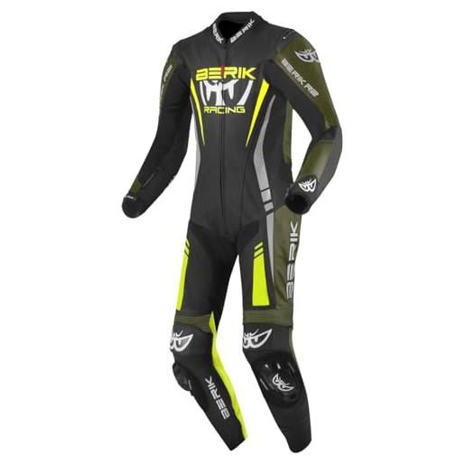 Berik absolute gp tuta in pelle da moto monopezzo, nero/giallo fluo/verde, 54