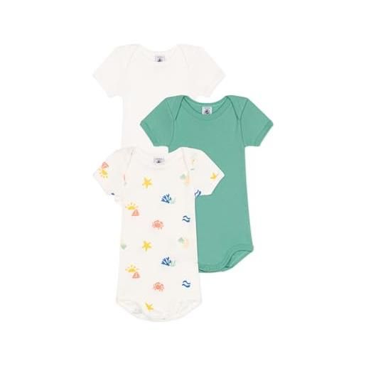 Petit Bateau a0cx6 noi body a maniche corte, variante 1, 12 mesi (pacco da 3) unisex-bimbi