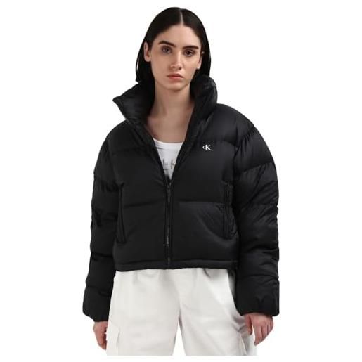 Calvin Klein jeans donna piumino down cropped puffer corto, nero (ck black), xl