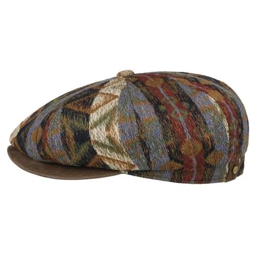 Stetson coppola hatteras ethnic jacquard uomo/donna - berretto newsboy con fodera, visiera, visiera inverno autunno/inverno - l (58-59 cm) a colori