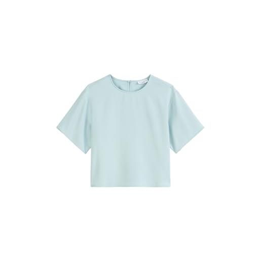 Marc O'Polo marc oߴpolo denim donna camicia a maniche corte con scollo rotondo cropped, blu (blue fog), l