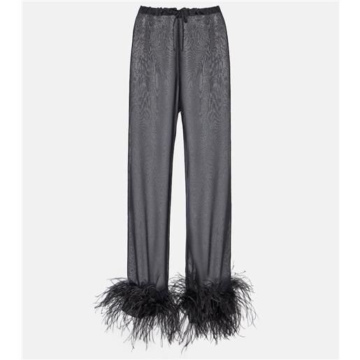 Oseree osã©ree pantaloni a gamba larga con piume